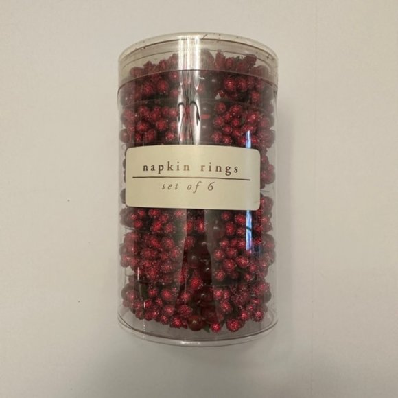 Pier 1 Sugared Cranberry Napkin Rings, Set of 6 - Picture 1 of 4